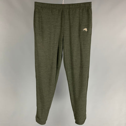 TRACKSMITH Size L Olive Wool Blend Elastic Waistband Casual Pants