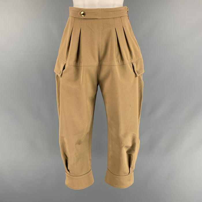 LOUIS VUITTON Talla 2 Pantalones casuales plisados ​​de algodón caqui