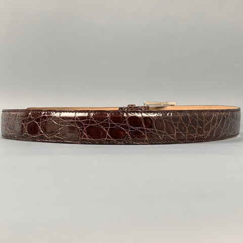 GUCCI Size 34 Brown Alligator Belt