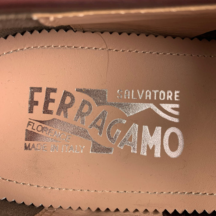 SALVATORE FERRAGAMO Size 11 Dark Brown Leather Horse Bit Slip On Loafers