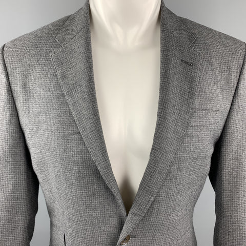 PAUL SMITH The Byard Taille 38 Gris Grille Laine Notch Revers Flap Poches Sport Manteau Veste