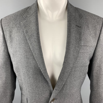 PAUL SMITH The Byard Size 38 Gray Grid Wool Notch Lapel Flap Pockets Sport Coat Jacket