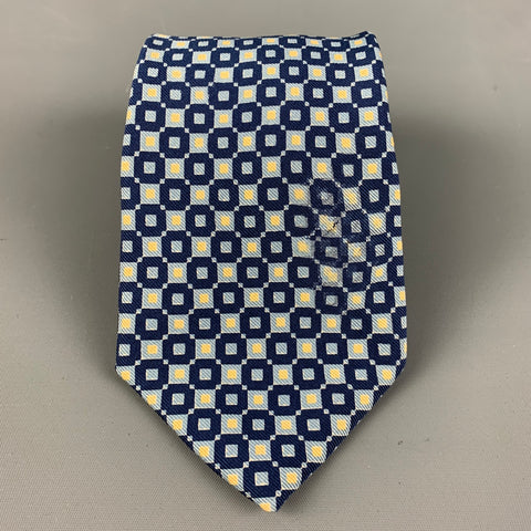 PIATTELLI Blue &  Yellow Checkered Silk Tie