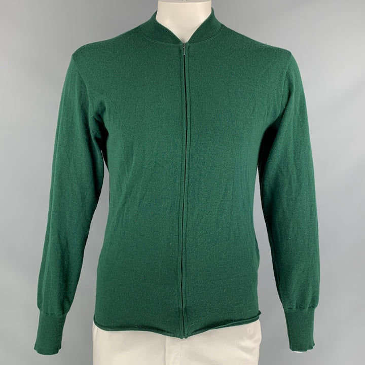 MIU MIU Size M Green Solid Wool Zip Up Cardigan