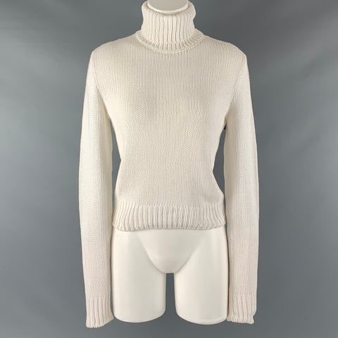 RALPH LAUREN Taille M Haut décontracté à col roulé en coton blanc