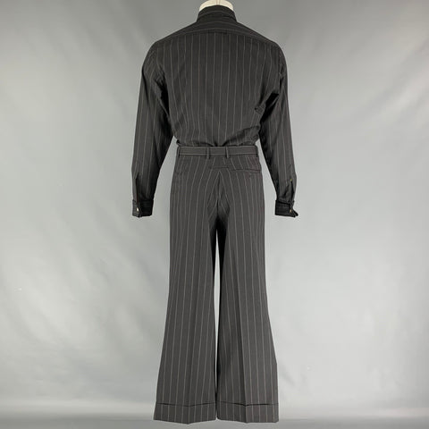 Vintage JEAN PAUL GAULTIER Size M Charcoal White Chalkstripe Virgin Wool Suit