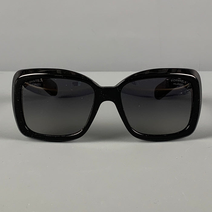 CHANEL Black & Silver Acetate Sunglasses