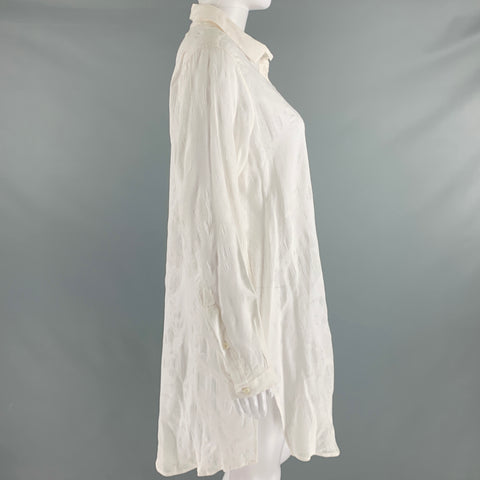 ANN DEMEULEMEESTER Taille 6 Blouse longue texturée en coton blanc
