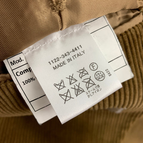SALVATORE PICCOLO Size 36 Tan Corduroy Cotton Single Breasted Sport Coat