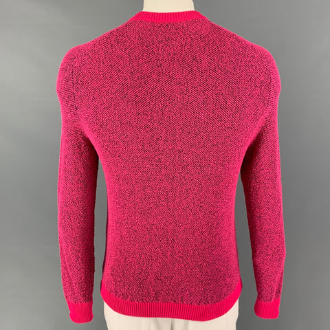 PAUL SMITH Size L Pink Black Textured Polyamide Blend Crew-Neck Pullover