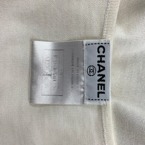 CHANEL 03C Talla 6 Camiseta sin mangas de rayón de algodón beige