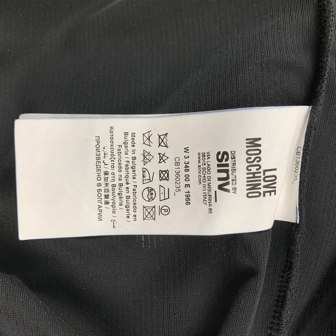LOVE MOSCHINO Talla 6 Chaqueta bomber con botones a presión de poliéster texturizado negro