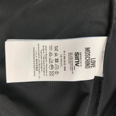 LOVE MOSCHINO Size 6 Black Textured Polyester Snap Button Bomber Jacket