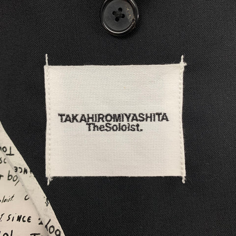 TAKAHIROMOIYASHITA Size 36 Black & White Logo Cotton Open Back Vest