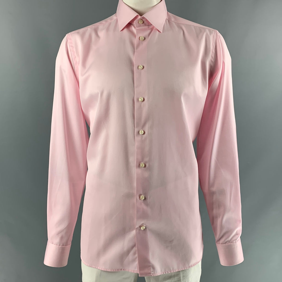 ETON Size XL Pink Twill Cotton Button Up Long Sleeve Shirt