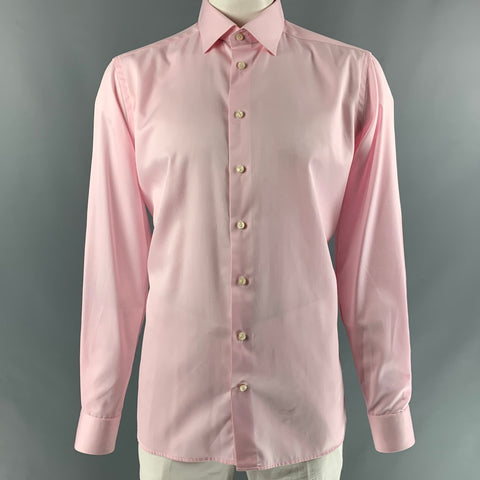 ETON Taille XL Chemise à manches longues boutonnée en coton sergé rose
