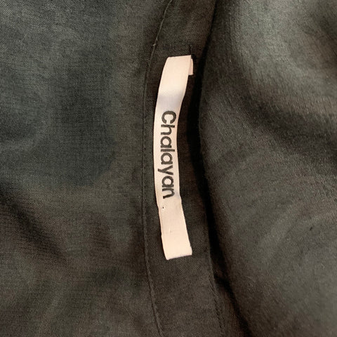 HUSSEIN CHALAYAN Size M Black Print Polyester / Cotton Nehru Collar Short Sleeve Shirt