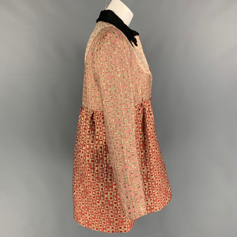 MIU MIU Size 6 Pink Red Gold Acetate Blend Textured Coat