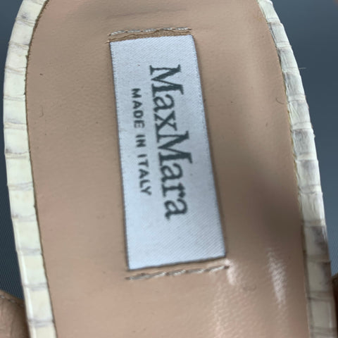 MAX MARA Sandales à bride arrière en peau de serpent beige taupe taille 9