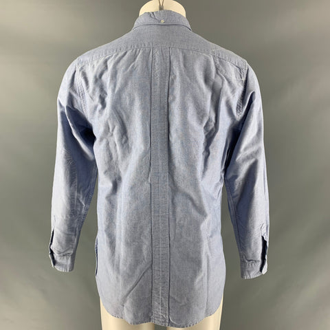 WOOLRICH Size M Light Blue Oxford Cotton Button Down Long Sleeve Shirt