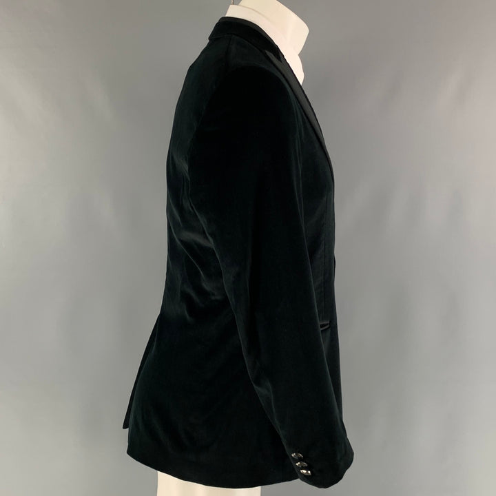 ETRO  Size 40 Black Velvet Cotton Blend Peak Lapel Sport Coat