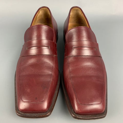 LOUIS VUITTON Size 10 Burgundy Leather Square Toe Loafers