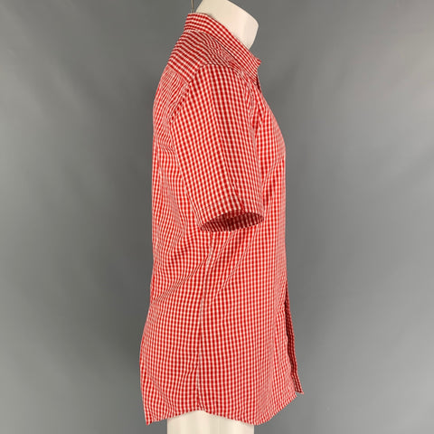 PAUL SMITH Size M Red White Checkered Cotton Button Down Short Sleeve Shirt