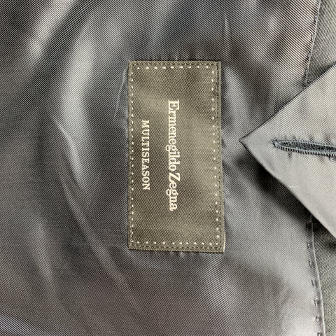 ERMENEGILDO ZEGNA Size 38 Navy Solid Short Wool Notch Lapel 32 x 30 Suit