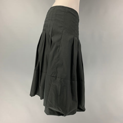 PRADA Size 4 Black Cotton Blend Pleated Circle Skirt