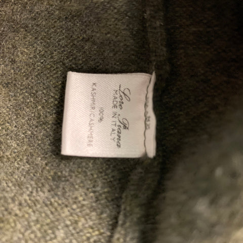 LORO PIANA Size L Olive Knitted Cashmere V-Neck Sweater