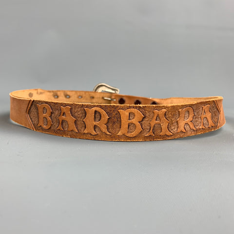 BARBARA Size 28 Tan Leather Skinny Belt