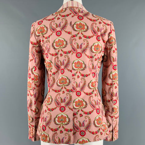 ETRO Size M Pink Red Cotton Elastane Paisley Blazer