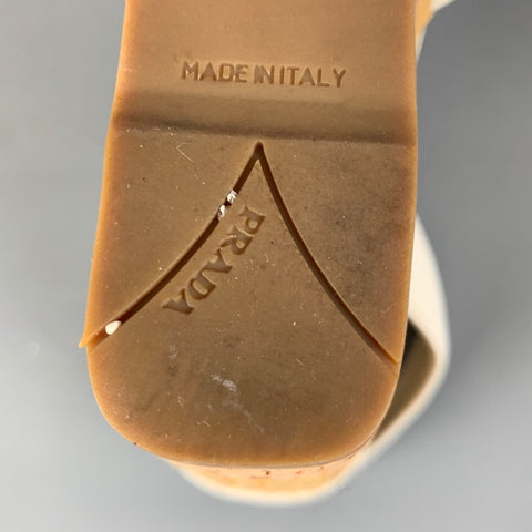 PRADA Size 6 Cream Beige Bamboo Leather Slingback Sandals
