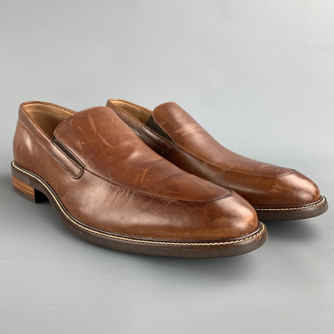 COLE HAAN Size 9.5 Tan Solid Leather Slip On Loafers