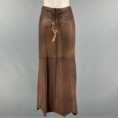 RALPH LAUREN Taille 10 Jupe longue à lacets marron