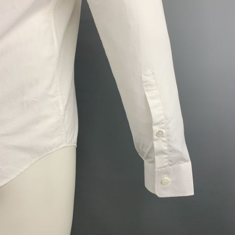BURBERRY PRORSUM Spring 2016 Size S White Black Guipure Applique Cotton Long Sleeve Shirt