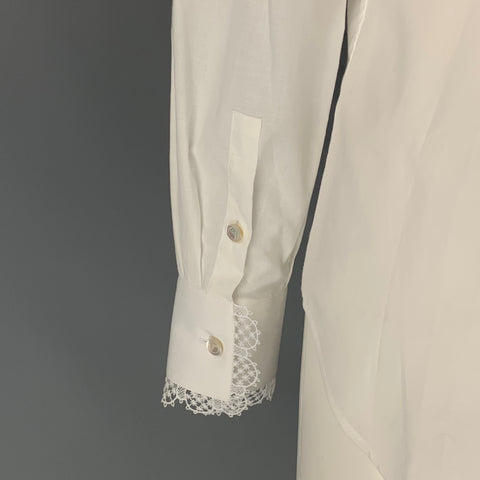 TEMPERLEY Size 6 White Poplin Cotton Lace Trim Nicolette Blouse
