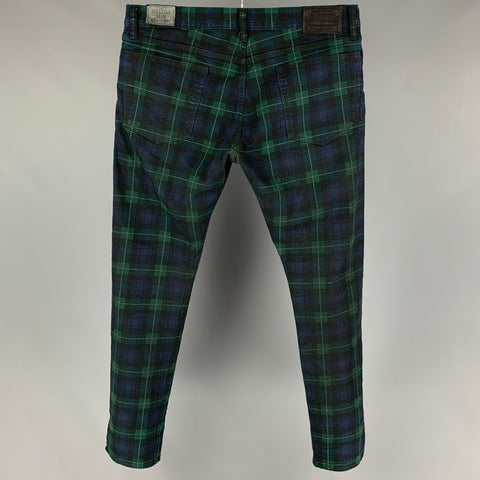 POLO by RALPH LAUREN Size 36 Green Navy Blackwatch Plaid Cotton Casual Pants