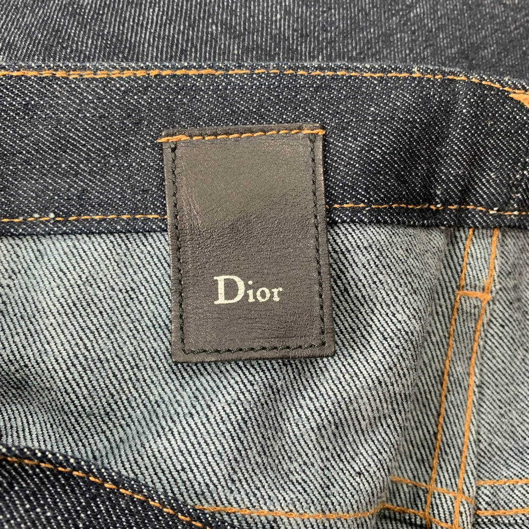 DIOR HOMME Size 32 Indigo Contrast Stitch Denim Button Fly Jeans