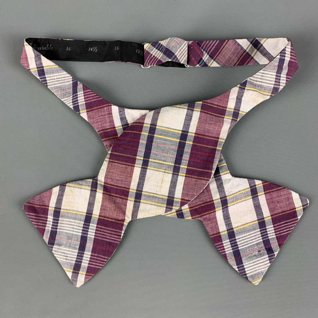 VINTAGE Purple Plaid Cotton Tie