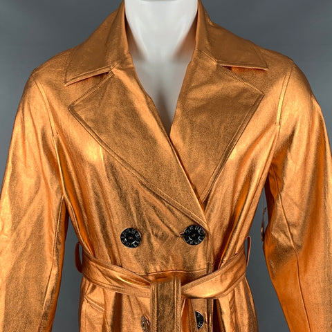 SIMON MILLER Taille L Trench métallisé en simili cuir cuivré