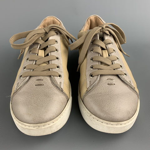 GIANVITO ROSSI Size 8 Taupe Leather Lace Up Sneakers