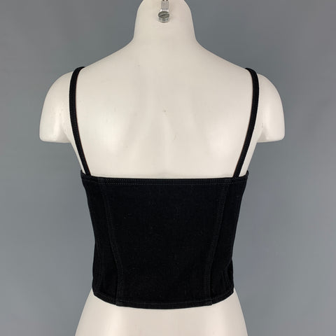 SAINT LAURENT Taille 4 Haut décontracté corset en denim noir
