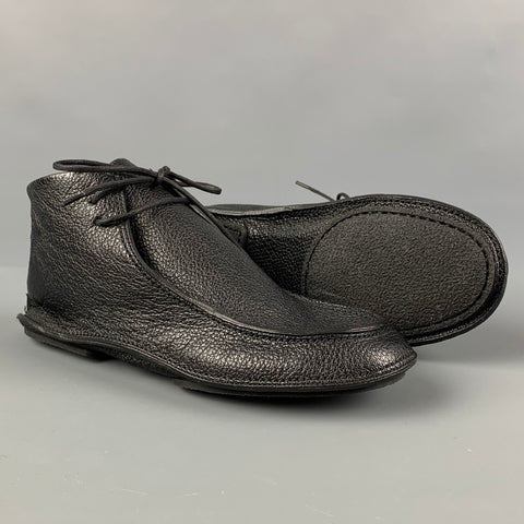 THE ROW Size 7.5 Black Leather Moccasin Lace Up Shoes