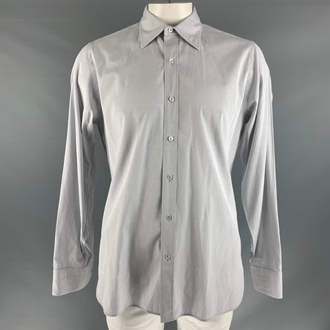 TOM FORD Size XL Grey Cotton Long Sleeve Shirt
