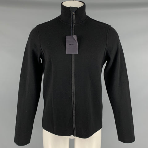 PRADA Taille 40 Veste zippée en laine de tissus mélangés noirs