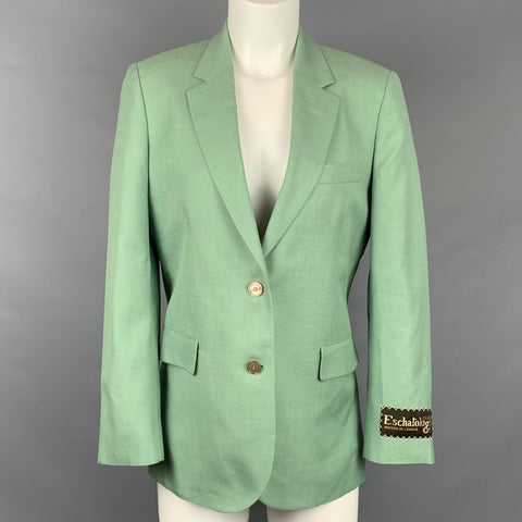 GUCCI Eschatology Taille S Veste surdimensionnée en viscose / lin mélangés vert à revers cranté