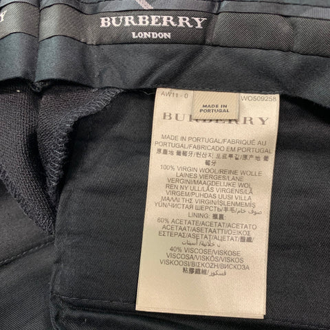 BURBERRY LONDON Taille 30 Pantalon habillé à pattes latérales en laine unie noire