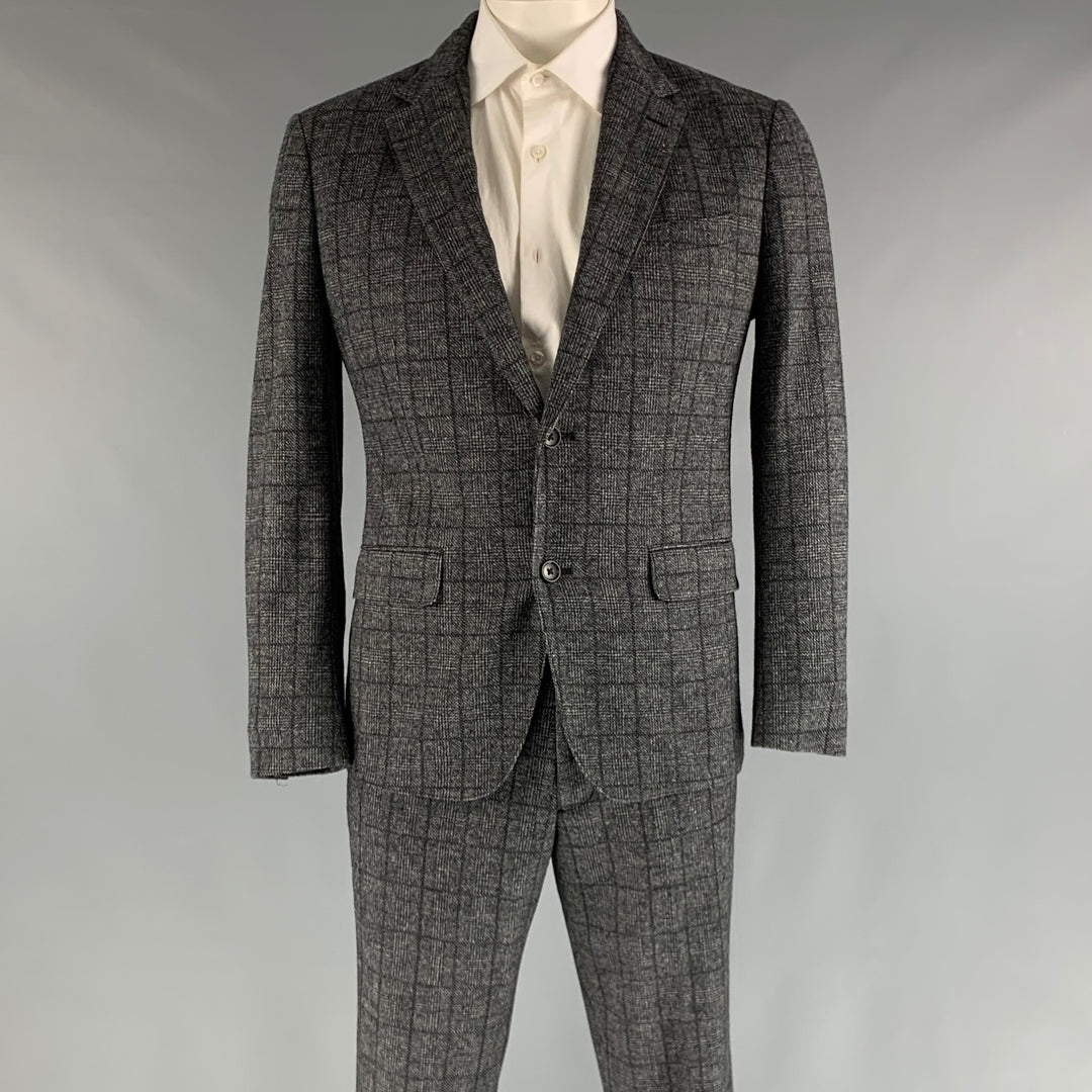 BONOBOS Size 42  Grey Charcoal Plaid Wool Single Button 33 29 Suit