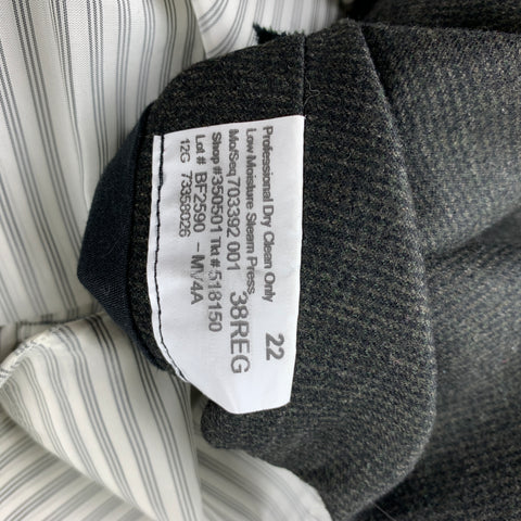 BLACK FLEECE Size 38 Charcoal Grid Wool Notch Lapel 3 Piece Suit
